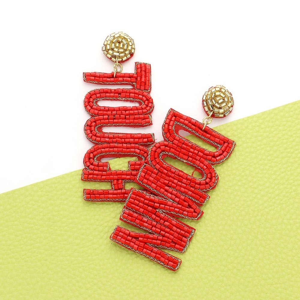 Kansas City Chiefs Superbowl Red Beaded Statement Earrings